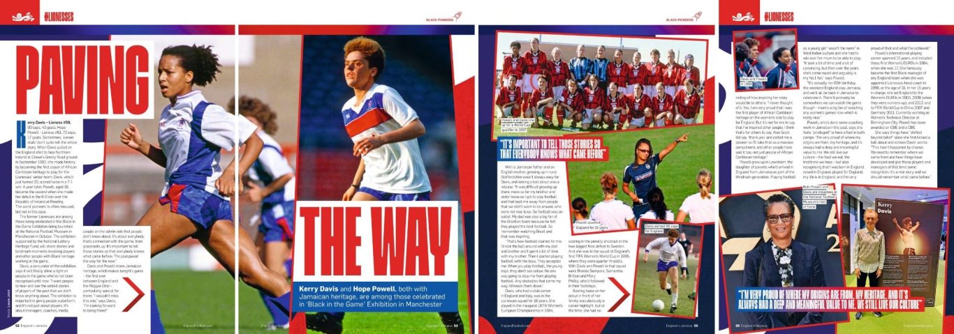 Interview with Kerry Davis and Hope Powell Copyright The FA - four-page spread written by Laura Joint, taken from the match day programme June 2025